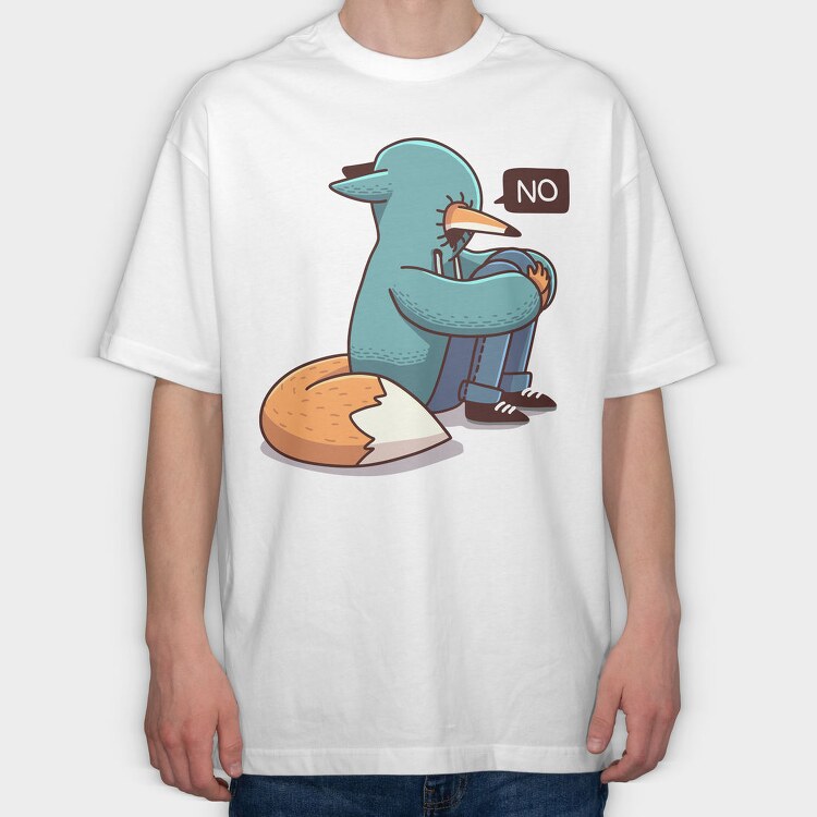 No Duck Fox, Tricou Oversize Barbati (Unisex)