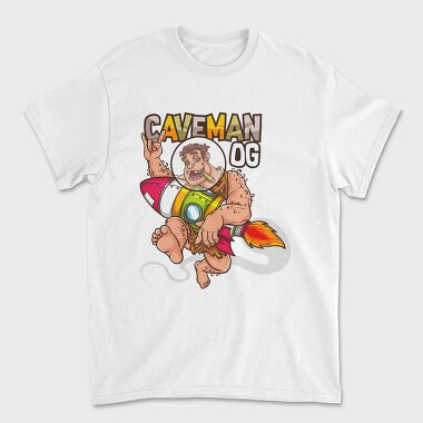 Caveman Rocket Ship, Tricou Barbati (Unisex)