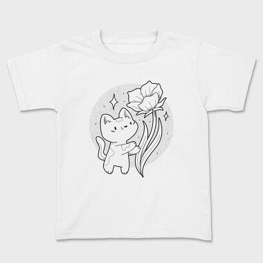 Cute Cat With Flower, Tricou Copii