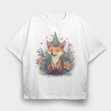 Birthday Fox, Tricou Oversize Barbati (Unisex)